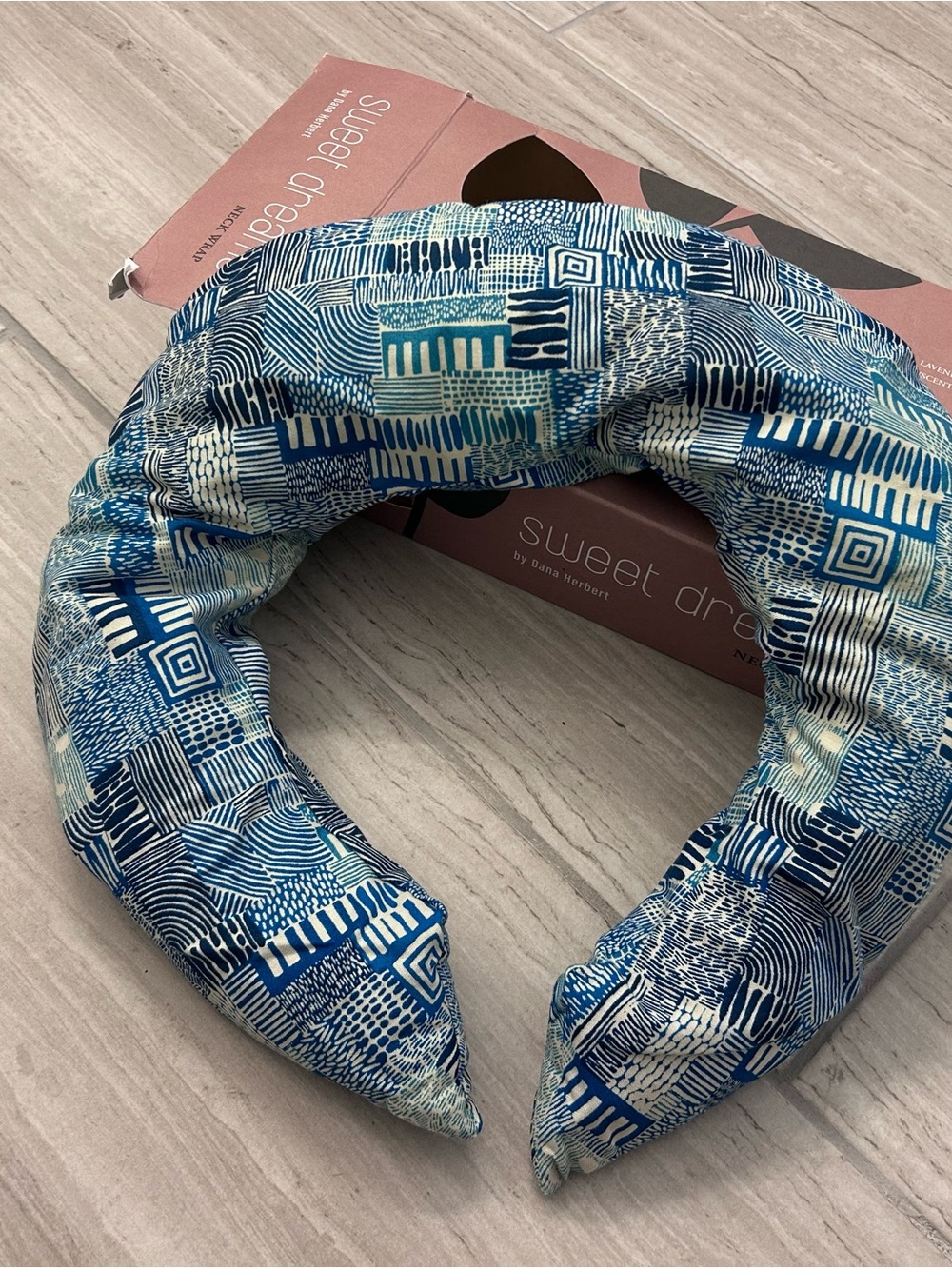 Sweet Dreams Blue Geometric Neck Pillow NEW